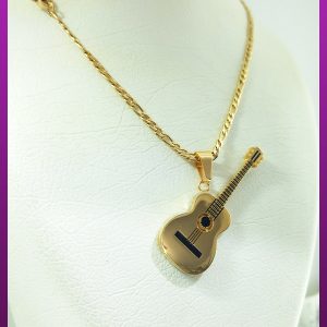 گردنبند گیتار طلایی استیل