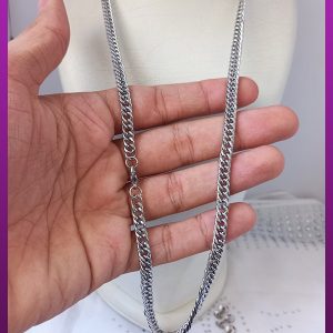 زنجیر کارتیه مکعبی نقره ای استیل