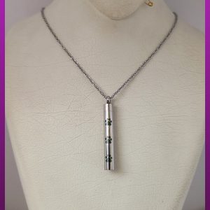 گردنبند استوانه جادار رد پای سگ نقره ای استیل