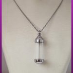 گردنبند استوانه شیشه ای ساده نقره ای استیل