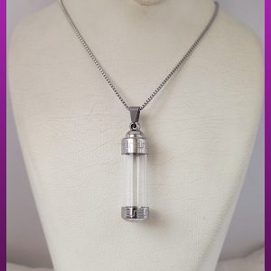گردنبند استوانه شیشه ای ورساچه نقره ای استیل