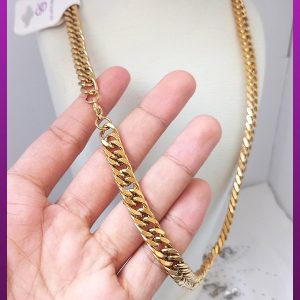 زنجیر کارتیه مکعبی طلایی استیل