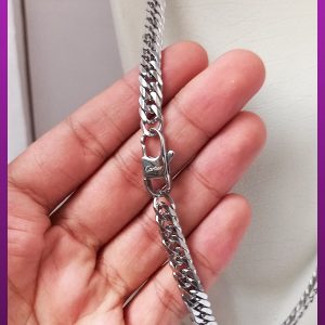 زنجیر کارتیه قفل طوطی لوگودار نقره ای استیل