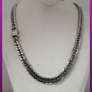 زنجیر کارتیه قفل طوطی لوگودار نقره ای استیل