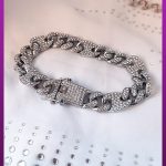 دستبند فیگارو فول نگین نقره ای