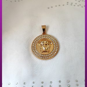 پلاک ورساچه فول نگین گرد طلایی