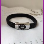 دستبند چرمی اسکلت نقره ای