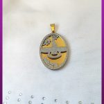 پلاک فروهر سه لایه بیضی دورنگ استیل