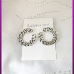 گوشواره کارتیه نقره ای استیل