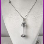 گردنبند استوانه جادار شیشه ای نقره ای استیل