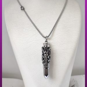 گردنبند فشنگ بزرگ جادار نقره ای استیل