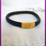 دستبند چرم رولکس دولایه آبی