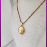 گردنبند قاب عکس دایره ساده کوچک طلایی استیل