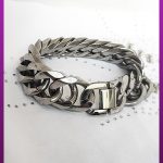 دستبند کارتیه کلفت نقره ای قفل کتابی 22 میل استیل