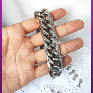 دستبند کارتیه کلفت نقره ای قفل کتابی 22 میل استیل