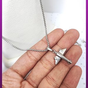 گردنبند هواپیما نقره ای استیل