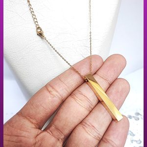 گردنبند استوانه مکعبی طلایی ساده استیل