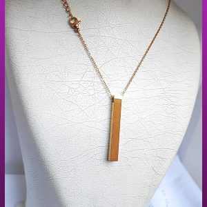 گردنبند استوانه مکعبی طلایی ساده استیل