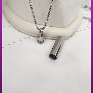 گردنبند استوانه جادار ساده بازشو نقره ای استیل