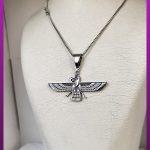 گردنبند فروهر نقره ای یکرو استیل