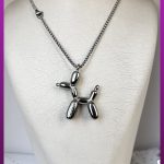 گردنبند سگ بادکنکی اسکوییکی نقره ای استیل