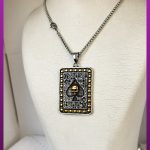 گردنبند کارت آس پیک دورو سیاه قلم نقره ای استیل
