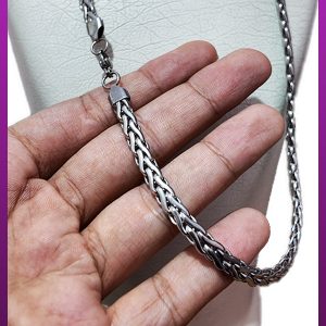 زنجیر گندمی نقره ای استیل