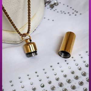 گردنبند کپسول استوانه ساده طلایی بازشو سایز بزرگ استیل