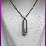 گردنبند کپسول استوانه ساده نقره ای بازشو سایز بزرگ استیل