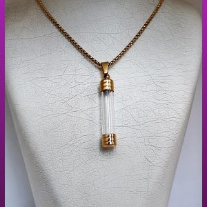 گردنبند نی شیشه ای طلایی بازشو مناسب مو و خاک استیل