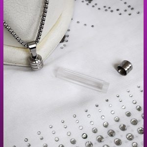 گردنبند نی شیشه ای نقره ای بازشو مناسب مو و خاک استیل