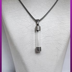 گردنبند نی شیشه ای نقره ای بازشو مناسب مو و خاک استیل