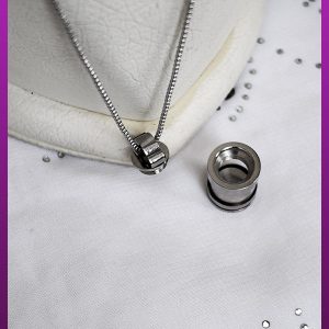 گردنبند خمره استوانه شیشه ای نقره ای کوچک بازشو مناسب مو و خاک استیل