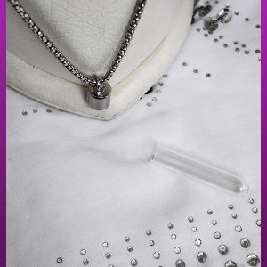 گردنبند شیشه خون خالی نقره ای بازشو مناسب مو ، خاک و مایعات