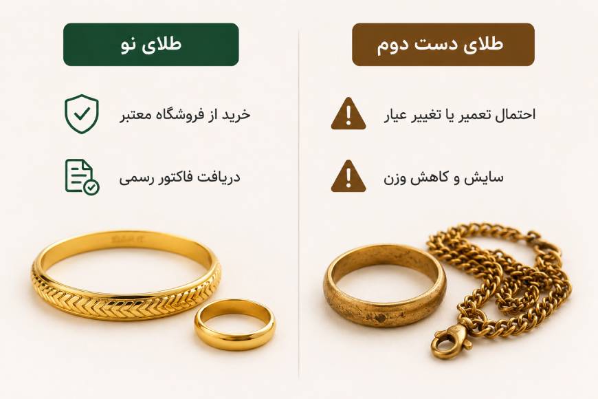 تفاوت طلای نو و دست دوم
