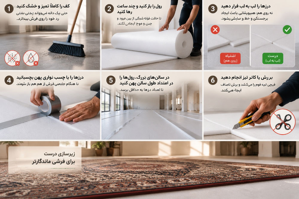 طریقه نصب فوم زیر فرش
